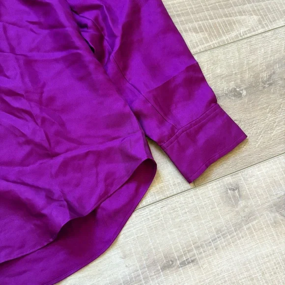 J. Crew Collection Silk Purple Blouse with Ruffle Neckline - Picture 7 of 12